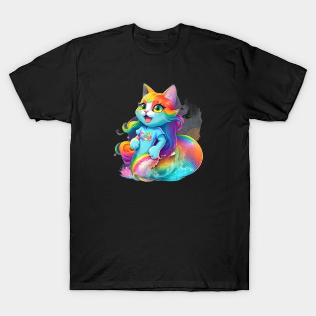 Cat mermaid Rainbow design T-Shirt by YeaLove